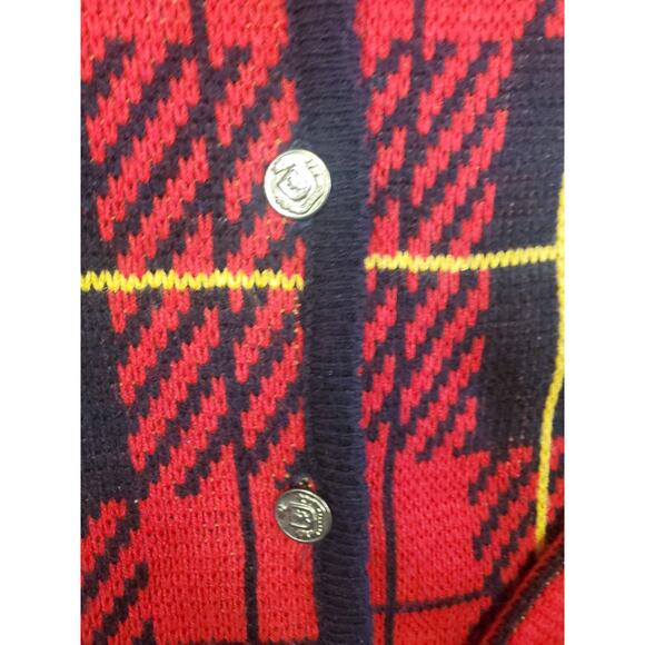 Vintage Tally-Ho Size 1X Red Black & Yellow Plaid Cardigan Sweater - Picture 6 of 6